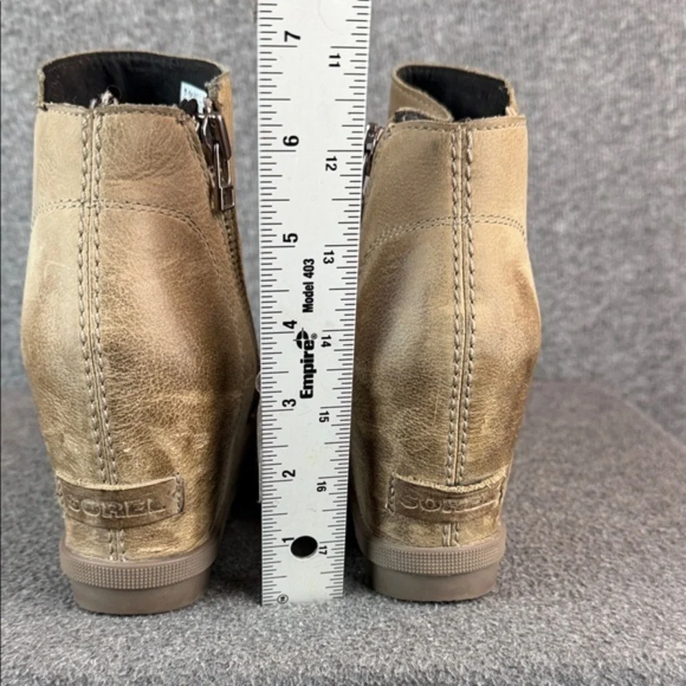 Sorel‎ Joan of Arctic Wedge II Leather Side Zip Ankle Booties Boots Size 8